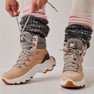 FP Movement X Sorel Kinetic Breakthru Conquest Boots Nova Sand Stone Green 9.5